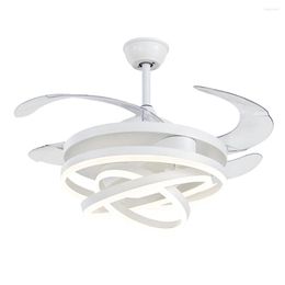 Ceiling Fans 2022 Trend Modern Design LED Fan With 4 Retractable Blade Light Remote Control For Bedroom