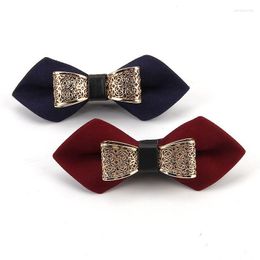 Bow Ties Elegant Men Women Wedding Suits Party Bowtie Cravat Elastic Band Alloy Metal PU Leather Cotton Butterfly Neck Shirt Gift Tie