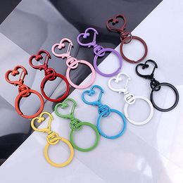Colorful Heart Shaped Lock Key Connector Clasps Keyrings Split Rings DIY keychain Jewelry Making Key Rings RRE15074