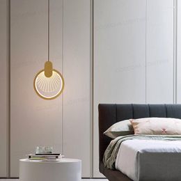Pendant Lamps Bedroom Bedside Chandelier Modern Minimalist Single Head Personality Porch Corridor Long Line Small Nordic Creative