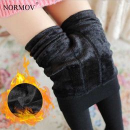 Women's Leggings NORMOV XS-XL Winter Plus Cashmere Pantyhose Woman Casual Warm Faux Velvet Knitted Thick Slim Super Elastic Sexy Tights T221014