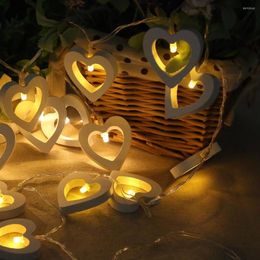 Strings 1.2M Wooden Heart Shape LED String Light Of Party And Year's Garland Festoon On The Window Warm White Fairy Decorative Lamp