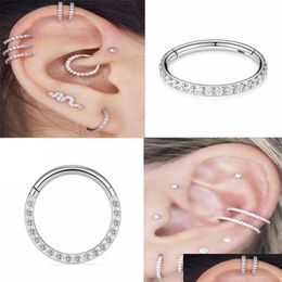 Clip On Screw Back Woman Earrings 925 Sterling Sier Hies Pendientes Bling Crystal Cartilage Hoop Earring Ear Bone Earlobe Piercing B Dh2Fw