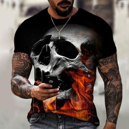 Men's T Shirts 3D Printed Skull Round Neck Short Sleeve Men's T-shirt