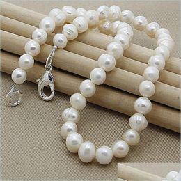 Beaded Necklaces Natural Pearl Necklaces White Plated Sier Chain Woman Engagement Wedding Jewelry 748 Z2 Drop Delivery 2022 Pendants Dhixf