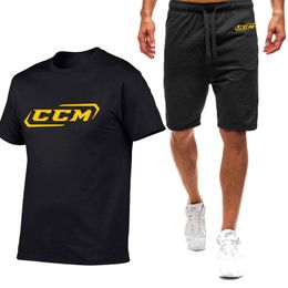 Men's Tracksuits 2022 The Men's CCM Printing Casual Sportswear Fitness Suit Sports Short-Sleeved High Quality T-Shirt Pants 2-Piece Set