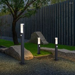 Motion Sensor 10W LED Garden Lawn Lamp Modern Waterproof IP65 Aluminium Pillar Light Outdoor Courtyard Villa Landscape