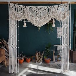 Tapestries Nordic Handmade Cotton Wall Hanging Tapestry Macrame Wedding Backdrop Curtain Bohemia Tassel Art Boho Home Decor