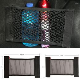 Car Organiser Back Rear Mesh Trunk Seat Elastic String Net Magic Sticker Storage Bag Accessories Interior