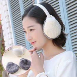 Berets Winter Ear Cover Women Warm Knitted Earmuffs Warmers Plush Thicken Muffs Earlap Warmer Headband