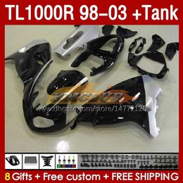 & Tank Fairings For SUZUKI TL-1000R SRAD TL-1000 TL 1000 R 1000R 98-03 Bodywork 162No.95 TL1000R 1998 1999 2000 01 02 03 TL1000 R 98 99 00 2001 2002 2003 Fairing black silvery