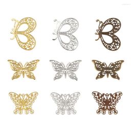 Pendant Necklaces 90pcs/box Iron Filigree Joiners Links Butterfly With Brass Findings Golden & Antique Bronze 118x72x35mm