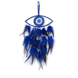 Evil Eye Dream Catcher Decorative Figurines Blue Feather Dream Catchers for Bedroom Wall Hanging Ornaments Handmade Christmas Blessing Festival Gift 1223249