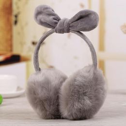 Berets Cute Ears Bowknot For Ladies Winter Imitation Fur Super Large Warmer Earmuffs Cover Headband