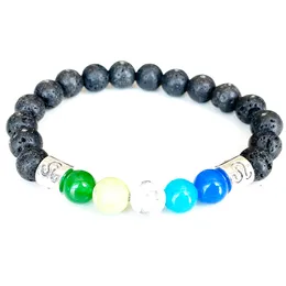 Strand MG1654 Boho Leo Zodiac Womens Bracelet 8 MM Rock Lava Stone Green Chakra Beads Energy Wrist Mala Natural Gemstone Jewelry