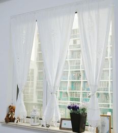 Curtain Cotton Solid White Blackout Curtains With Lace Band Hand Crochet Hollow Out Window Drapes Rod Pocket Kitchen Short Blinds