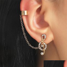 Stud Fashion Jewellery Single Piece Ear Clip Retro Metal Hole- Stud Earring Tassel Long Chain Geometric Earrings 3834 Q2 Drop Delivery 2 Dhciu