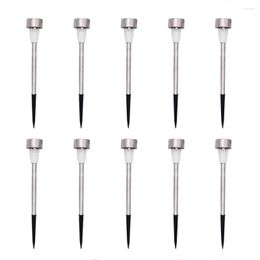 10Pack Solar Powered Garden Light Stainless Steel Outdoor Lamp Waterproof LED Landscape Lighting For Pathway Patio Yard Lawn