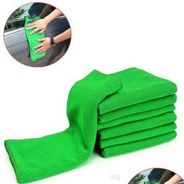 Towel 10Pcs/Bag New Soft Detailing Green Microfiber Car Towel Wash Cleaning Duster For Drop Delivery 2022 Mobiles Motorcycles Care Dhkzo