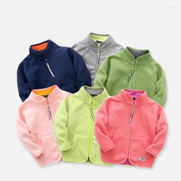 Jackets Children Spring Autumn Solid Color Fleece Sports Jacket 3-9 Years Boys Girls Fashion Zipper Tops Kids Clothes