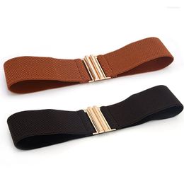 Belts Plus Wide Elastic Belt Women's Corset Metal Buckle Vintage Cummerbands Stretch Waistband Women Dress Waist Accessory