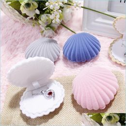 Jewelry Pouches Bags Jewelry Pouches Bags 1 Piece Shell Shape Lovely Veet Wedding Engagement Ring Box For Earrings Necklace Bracelet Dhkjp