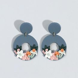 Dangle Earrings AENSOA Handmade All Season Irregular Floral Polymer Clay Drop For Women Flower Pattern Round Jewellery
