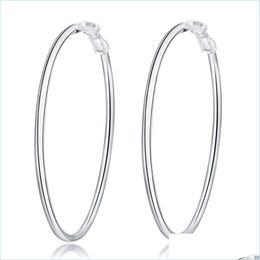 Hoop Huggie 925 Sterling Sier Smooth 50/60/70/80Mm Round Circle Hoop Earrings For Women Fashion Charm Engagement Wedding Jewellery 812 Dhyts