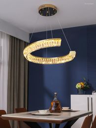 Pendant Lamps Modern Minimalist Crystal Dining Room Chandelier Light Luxury C-shaped Living Led Creative Bedroom