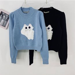 908 L 2022 Milan Runway Autumn Sweater Long Sleeve Crew Neck Embroidery Pullover Fashion Clothes Womens xuanli