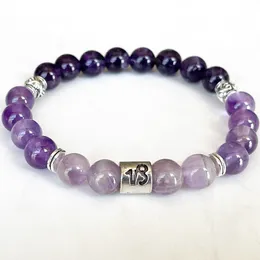 Strand MG1680 Capricorn Zodiac Bracelet For Women 8 MM Amethyst Purple Lavender Crystal Energy Wrist Mala Natural Gemstone Jewelry