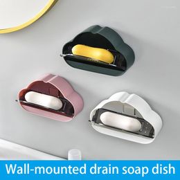 Soap Dishes 1PCS Bathroom Shower Box Wall Mount Punch Free Cloud Shape Rack With Lid Supply Portable