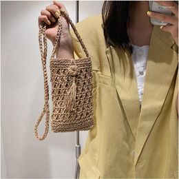 Evening Bags Beach Mobile Phone Bag 2022 Summer Mini Crossbody Vintage Female Handmade Straw Tassel Girls Small Shoulder 20x12cm