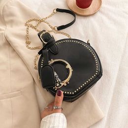 Fashion Women Bags D Designer Bag Black PU Chain Bag G Small Rivet Letters Shoulder Crossbodybag Round Handbag Women's Wallet 230825