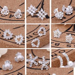 Stud 45 Styles Creative Ear Studs Fashion Snowflake Beer Crystal Rhinestone Pearl New Earrings Drop Delivery 2022 Jewellery Earring Dhp0T