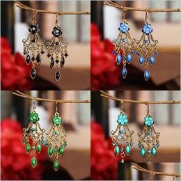 Dangle Chandelier Crystal Rhinestone Women Tassel Dangle Earrings Jewelry Lady Retro Fashion Floret Alloy Long Earring 2 98Dx J2 Dro Dhcdx