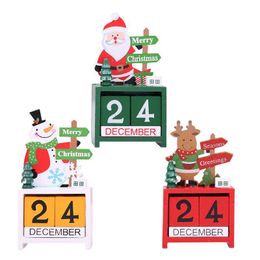 3D Christmas Wood Calendar Cute Santa Milu Deer Snowman Printed Calendar Children Gifts Party Gifts Decorations RRB16409