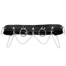 Belts Decopunk Double Layer Leather Belt With Chain Body Harness Sexy Waist Goth Punk Round Strap Adjustable Women Party Jewelry