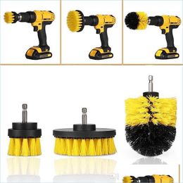 Brush 3Pcs/Set Drill Scrubber Brush Kit For Tile Grout Car Boat Rv Tub Cleaner Cleaning Tool Brushes Drop Delivery 2022 Mobiles Moto Dhniz