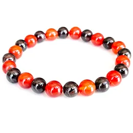 Strand MG1725 Womens Leo Zodiac Bracelet 8 MM Genuine Tanzania Garnet AAA Grade Carnelian Chakra Wrist Mala Natural Gemstone Jewellery