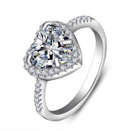 Wedding Rings Heart Crown Ring 5A Zircon Stone 925 Sterling Sier Promise Engagement Wedding Band Rings For Women Finger Jewellery Drop Dhqn7