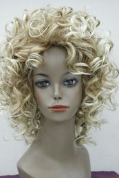 New Cosplay Women's Wigs blonde Mix Curly Short Wig Synthetic Hair Full Wig