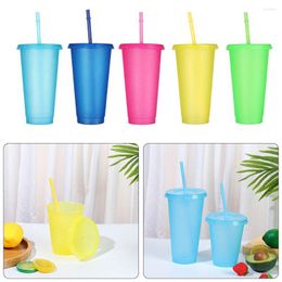 Mugs 1PC Flash Powder Shiny Reusable Plastic Straw Water Bottle Cold Cup With Lid And Personalised Outdoor Portable