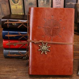 Retro Spiral Notebook Diary Notepad Vintage Pirate Anchors PU Leather Note Book Replaceable Stationery Gift Traveller Journal