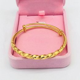 Bangle Twisted Womens Yellow Gold Filled Fashion Adjustable Bracelet Gift