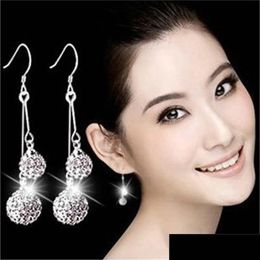 Dangle Chandelier 925 Sterling Sier Dangle New Jewellery Ball Earrings Long Section Of Female Models Cute Fashion Wild Super Flash Ret Dhrzd