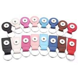 Noosa PU Leather 18mm Snap Button Key Rings Keychain fit DIY Ginger Snaps Keyrings Jewelry