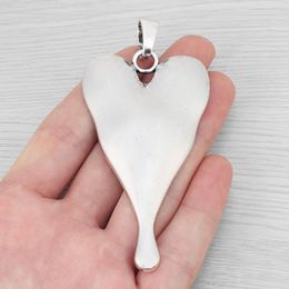 Pendant Necklaces 5 X Silver Plated Large Hammered Heart Charms Pendants For Necklace Jewellery Making Findings 92x45mm