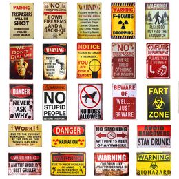 Trespassing No Smoking Painting No Dogs Allowed Shabby Tin Sign Retro Metal Warning Sticket Public Shop Workshop Garage Wall Poster Pin Up Iron Plaques size 30X20CM