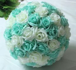 Decorative Flowers Silk Rose Flower Balls 8"20cm Diameter Kissing Designs For Wedding Party Shops Artificial Blue